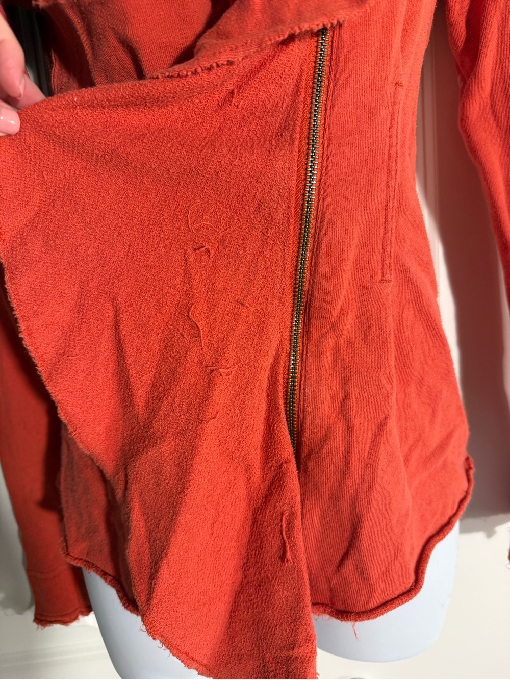 Free People Orange Ruffle-Front Hoodie - Picture 7 of 8